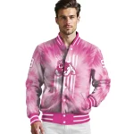personalized fresno state bulldogs pink tie dye pink varsity jacket best selling