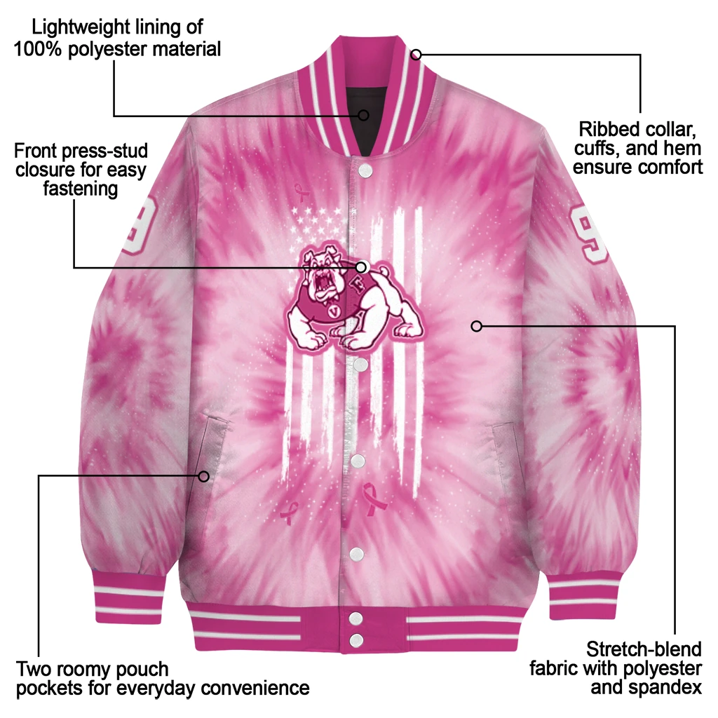 personalized fresno state bulldogs pink tie dye pink varsity jacket new arrival personalized fresno state bulldogs pink tie dye pink varsity jacket new arrival