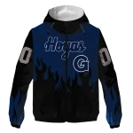 personalized georgetown hoyas flame trim blue black windbreaker jacket best selling