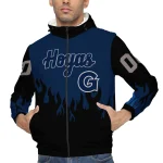 personalized georgetown hoyas flame trim blue black windbreaker jacket best selling