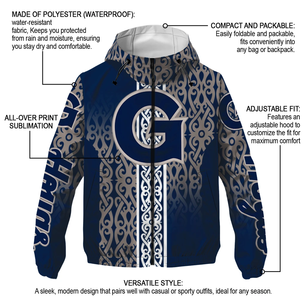 personalized georgetown hoyas tribal swirls blue windbreaker jacket new arrival personalized georgetown hoyas tribal swirls blue windbreaker jacket new arrival