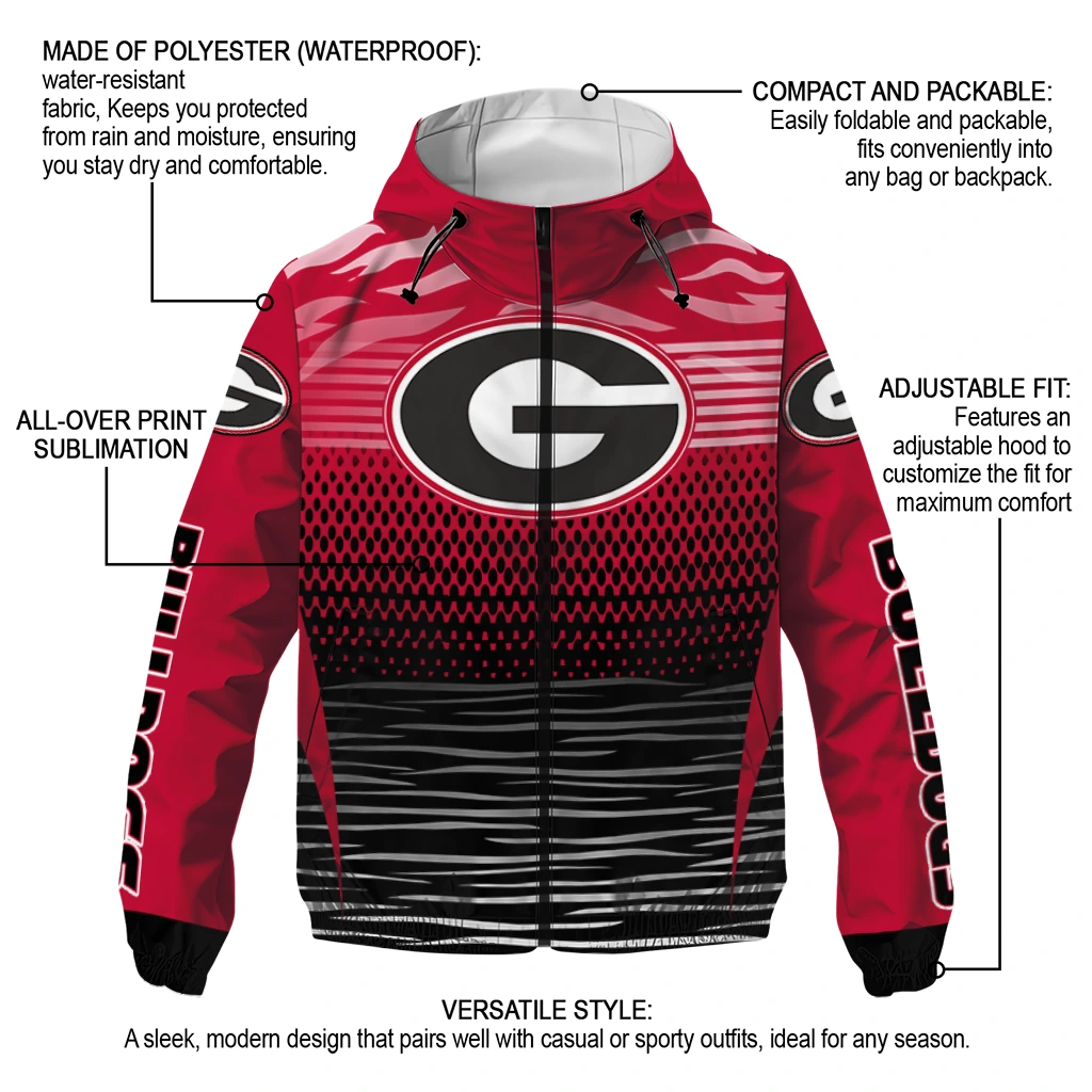 personalized georgia bulldogs pattern layers red windbreaker jacket new arrival personalized georgia bulldogs pattern layers red windbreaker jacket new arrival
