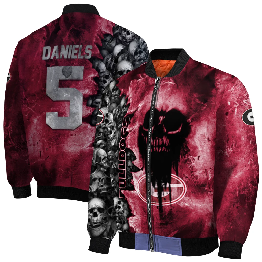 personalized georgia bulldogs skull cluster red bomber jacket best selling personalized georgia bulldogs skull cluster red bomber jacket best selling