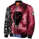 personalized georgia bulldogs skull cluster red bomber jacket best selling