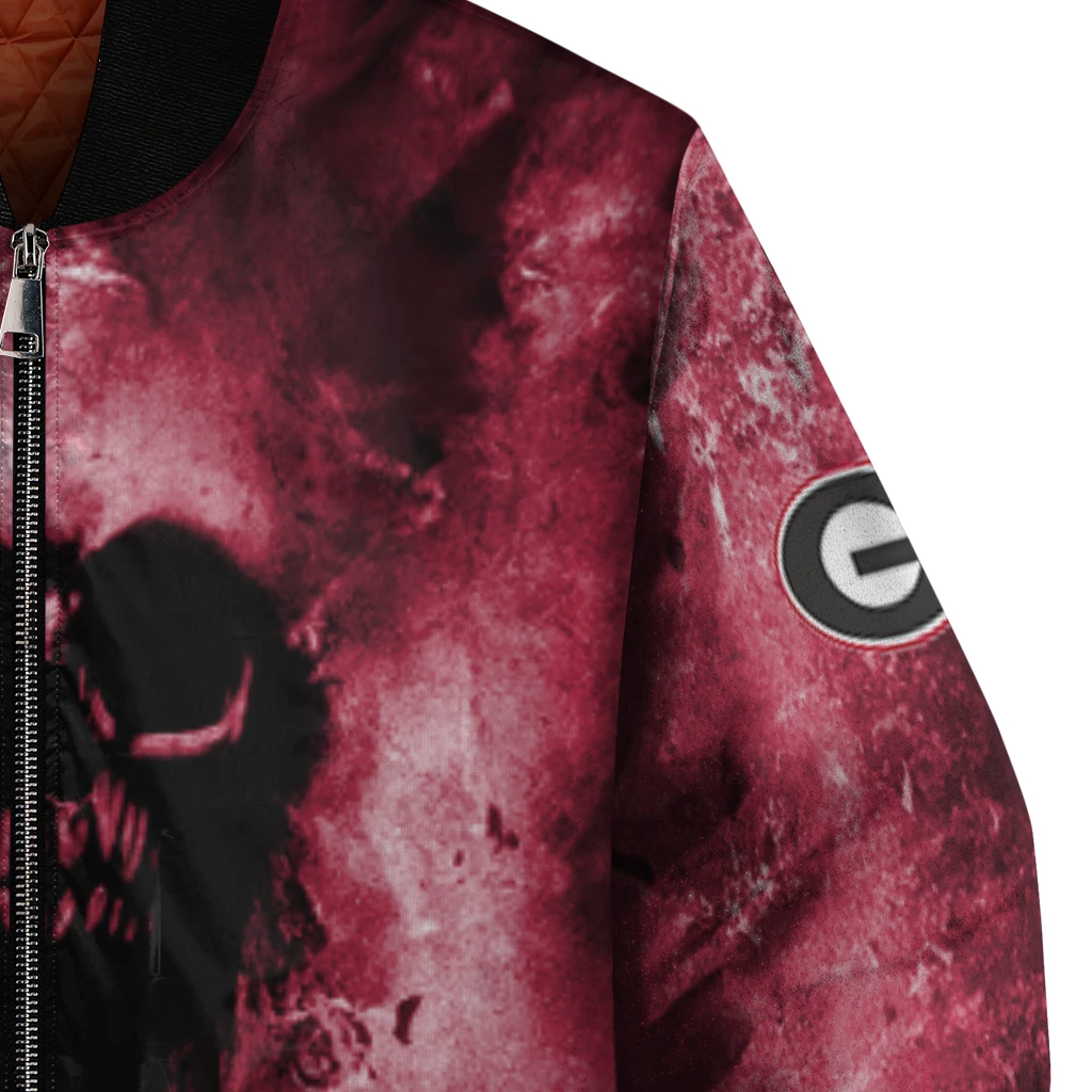 personalized georgia bulldogs skull cluster red bomber jacket premium grade personalized georgia bulldogs skull cluster red bomber jacket premium grade