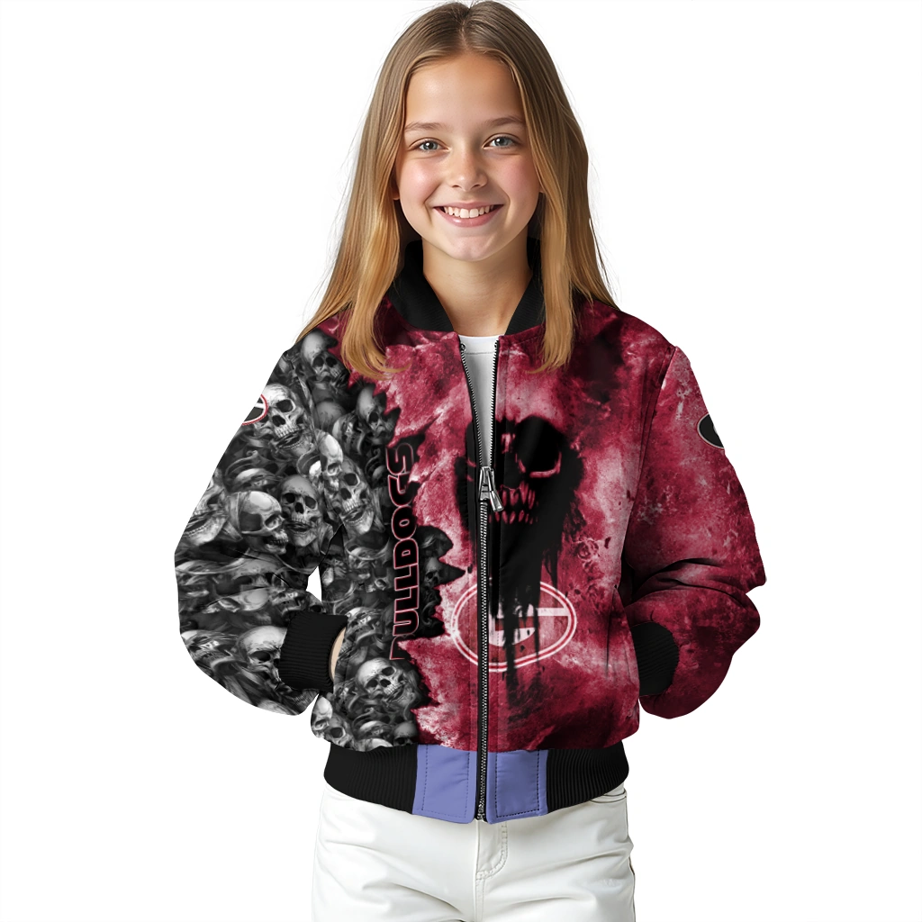 personalized georgia bulldogs skull cluster red bomber jacket top rated personalized georgia bulldogs skull cluster red bomber jacket top rated
