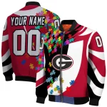 personalized georgia bulldogs stars and stripes slashes red bomber jacket best selling
