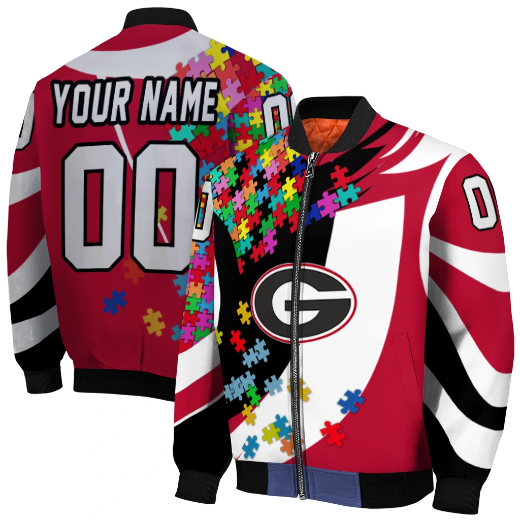 personalized georgia bulldogs stars and stripes slashes red bomber jacket best selling personalized georgia bulldogs stars and stripes slashes red bomber jacket best selling