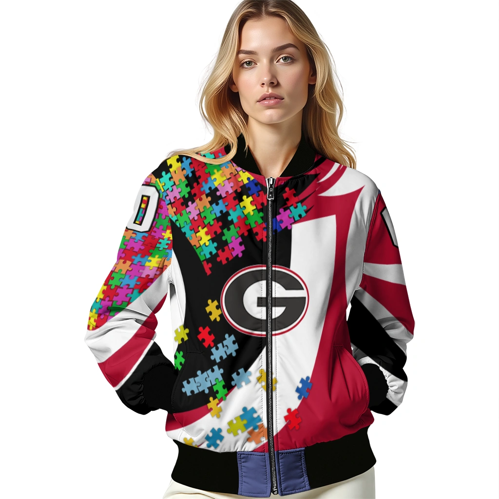 personalized georgia bulldogs stars and stripes slashes red bomber jacket latest model personalized georgia bulldogs stars and stripes slashes red bomber jacket latest model