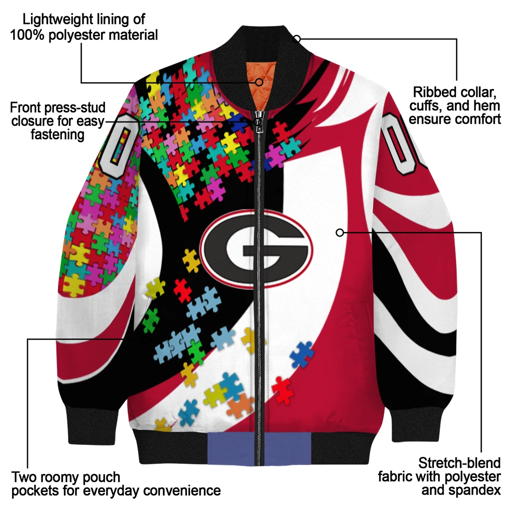 personalized georgia bulldogs stars and stripes slashes red bomber jacket new arrival personalized georgia bulldogs stars and stripes slashes red bomber jacket new arrival