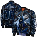 personalized georgia southern eagles skull horde blue bomber jacket best selling