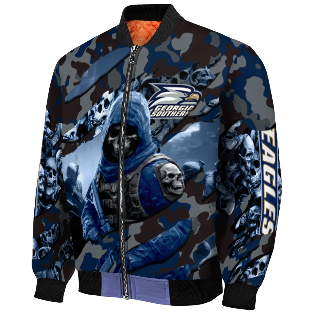 personalized georgia southern eagles skull horde blue bomber jacket fashion forward personalized georgia southern eagles skull horde blue bomber jacket fashion forward