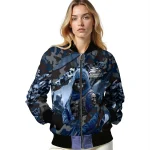 personalized georgia southern eagles skull horde blue bomber jacket best selling