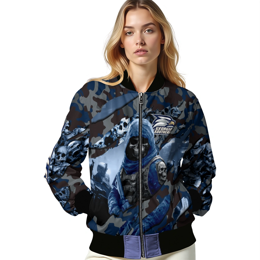 personalized georgia southern eagles skull horde blue bomber jacket latest model personalized georgia southern eagles skull horde blue bomber jacket latest model