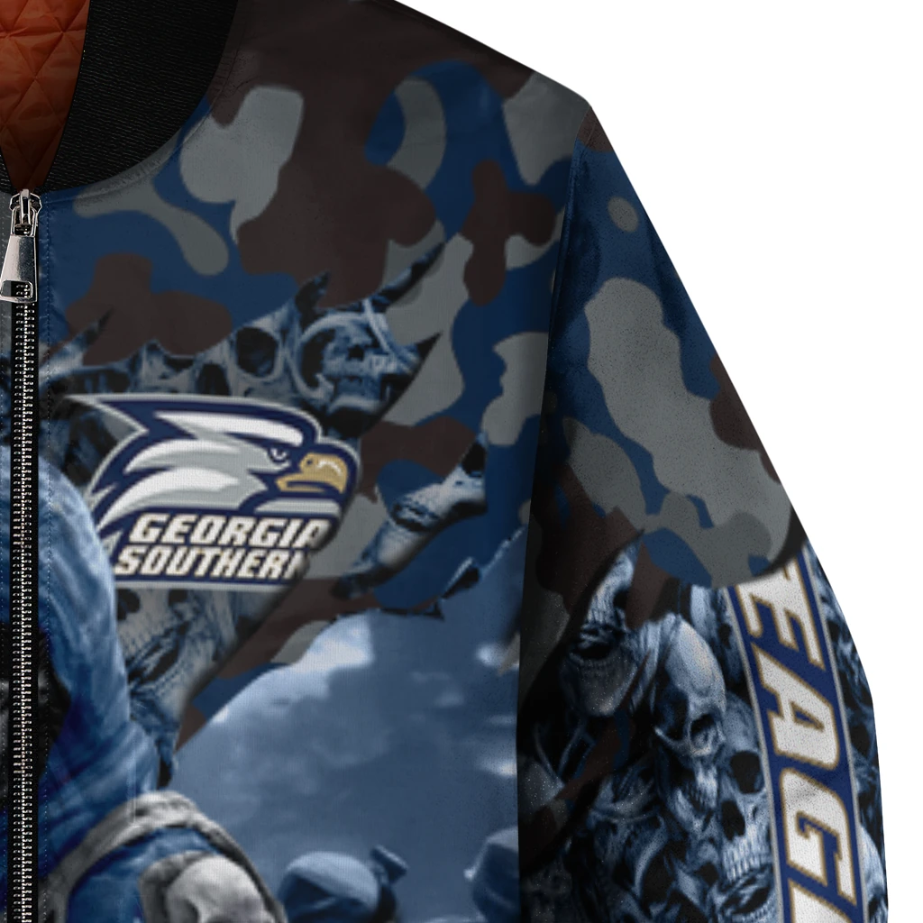 personalized georgia southern eagles skull horde blue bomber jacket premium grade personalized georgia southern eagles skull horde blue bomber jacket premium grade