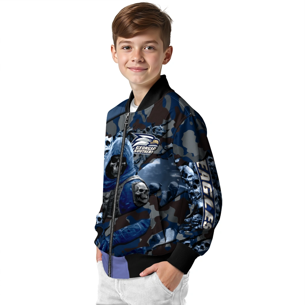personalized georgia southern eagles skull horde blue bomber jacket trendy personalized georgia southern eagles skull horde blue bomber jacket trendy