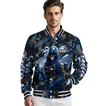 personalized georgia southern eagles skull horde blue varsity jacket best selling