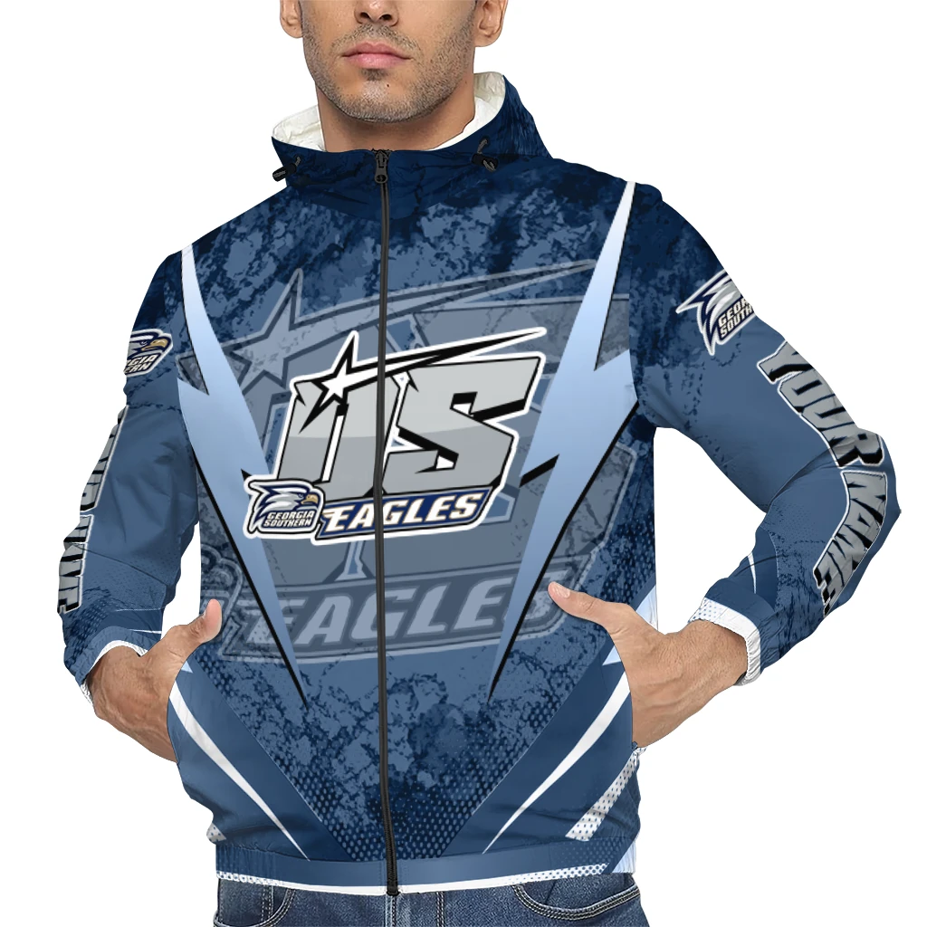 personalized georgia southern eagles us rock star blue windbreaker jacket top rated personalized georgia southern eagles us rock star blue windbreaker jacket top rated