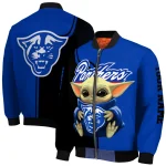 personalized georgia state panthers adorable yoda blue black bomber jacket best selling