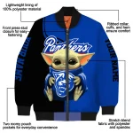 personalized georgia state panthers adorable yoda blue black bomber jacket best selling