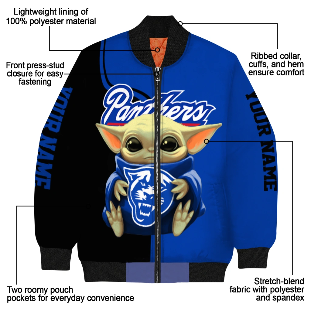 personalized georgia state panthers adorable yoda blue black bomber jacket new arrival personalized georgia state panthers adorable yoda blue black bomber jacket new arrival