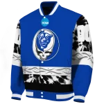personalized georgia state panthers circle skull blue black varsity jacket best selling