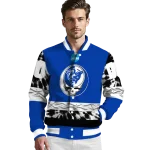 personalized georgia state panthers circle skull blue black varsity jacket best selling