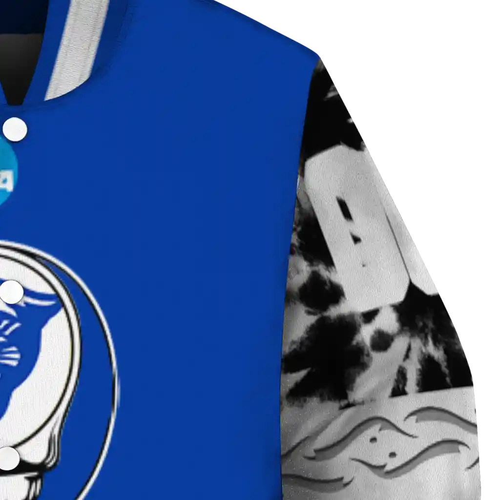 personalized georgia state panthers circle skull blue black varsity jacket premium grade personalized georgia state panthers circle skull blue black varsity jacket premium grade