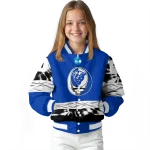 personalized georgia state panthers circle skull blue black varsity jacket best selling