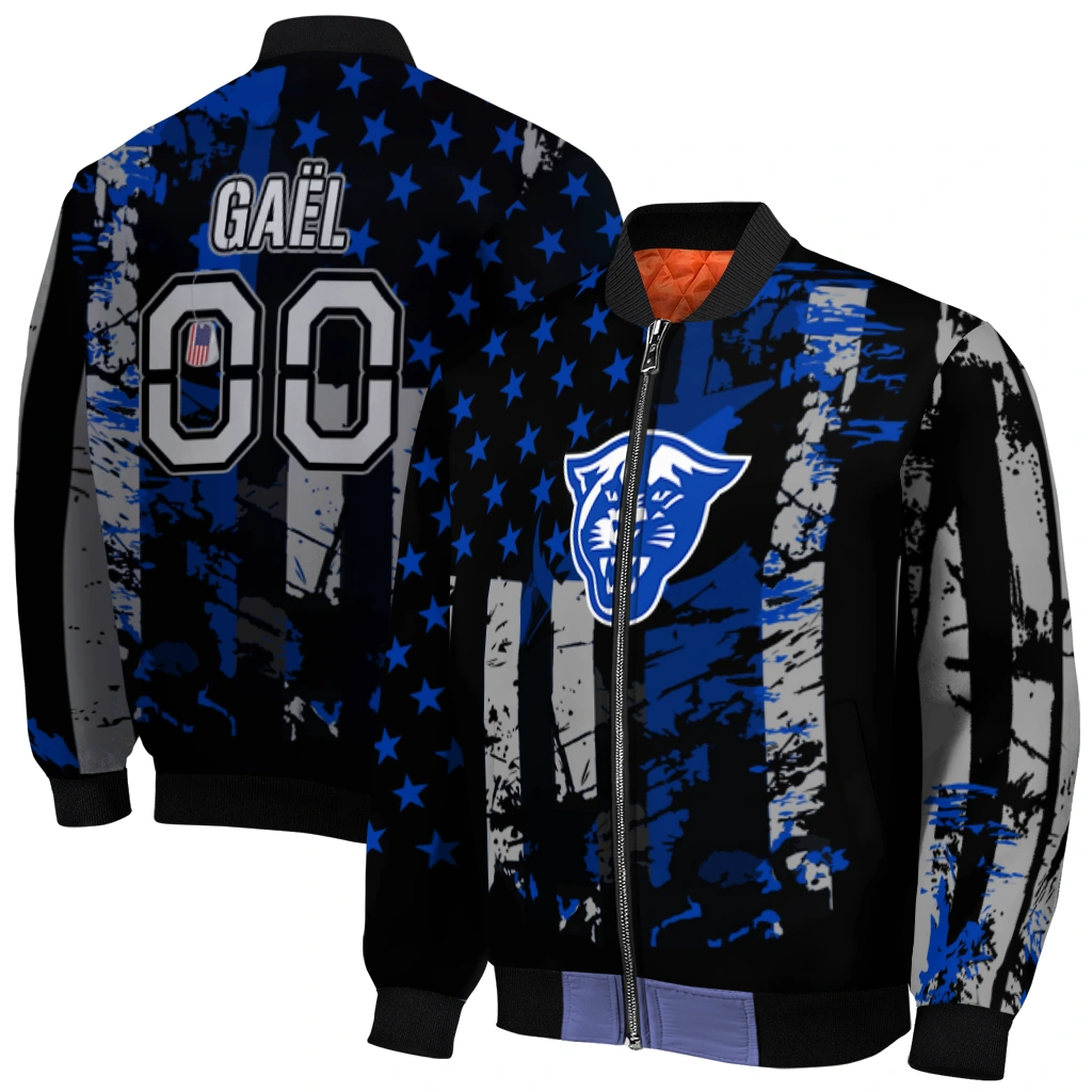 personalized georgia state panthers star stripes blue black bomber jacket best selling personalized georgia state panthers star stripes blue black bomber jacket best selling