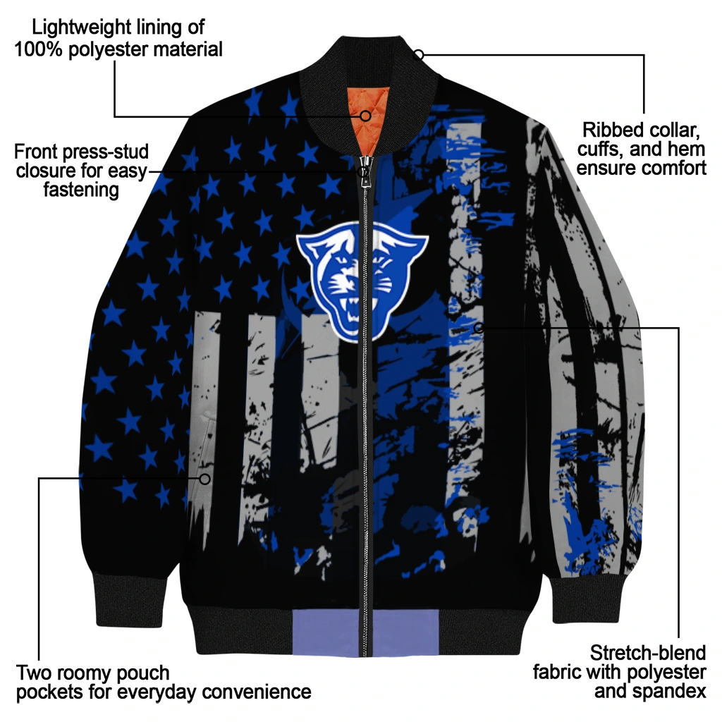 personalized georgia state panthers star stripes blue black bomber jacket new arrival personalized georgia state panthers star stripes blue black bomber jacket new arrival