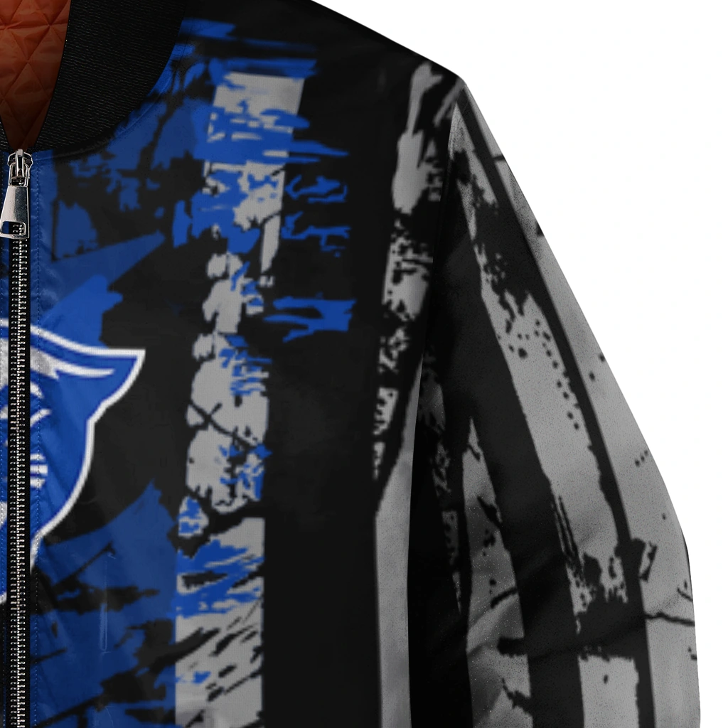personalized georgia state panthers star stripes blue black bomber jacket premium grade personalized georgia state panthers star stripes blue black bomber jacket premium grade