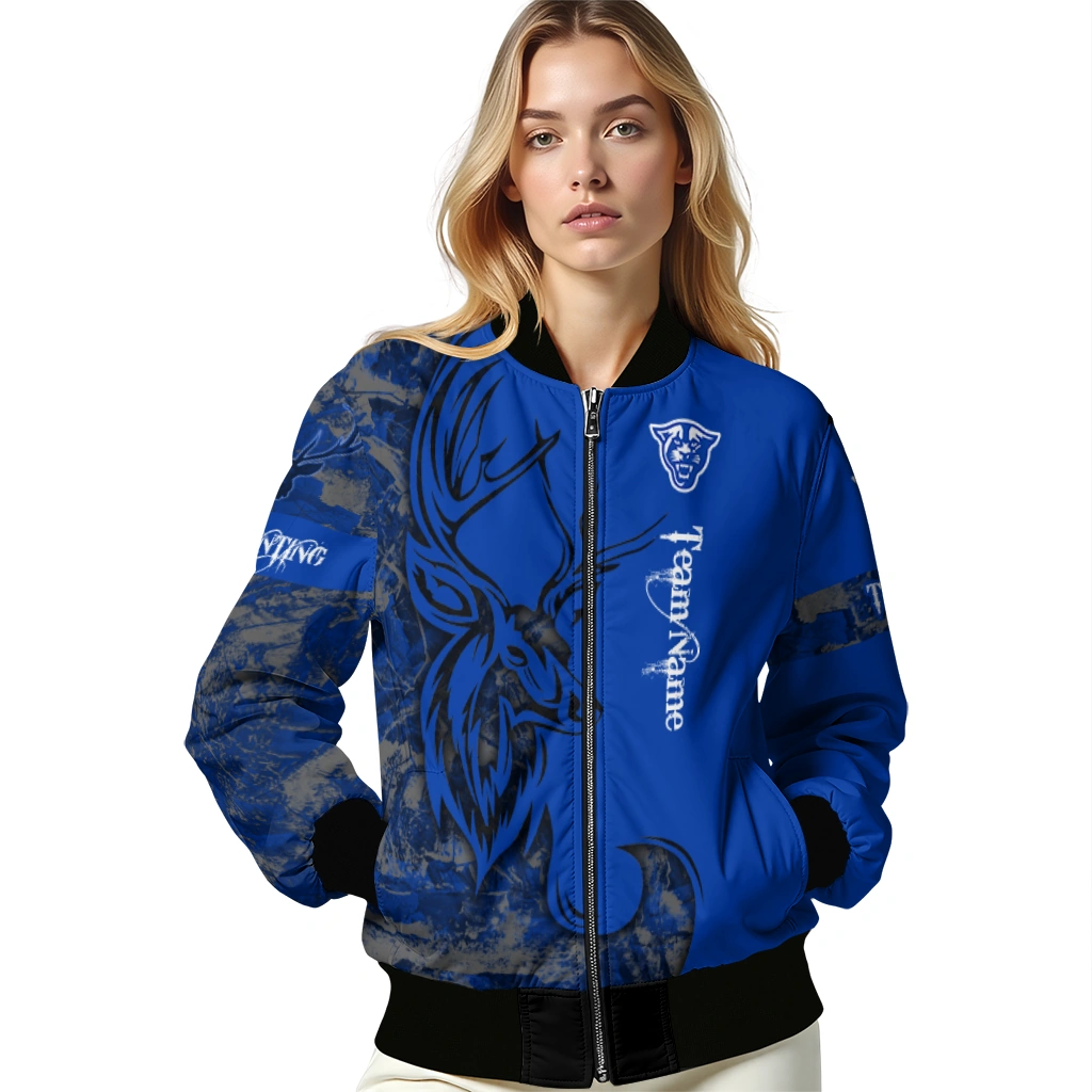 personalized georgia state panthers tribal deer art blue bomber jacket latest model personalized georgia state panthers tribal deer art blue bomber jacket latest model