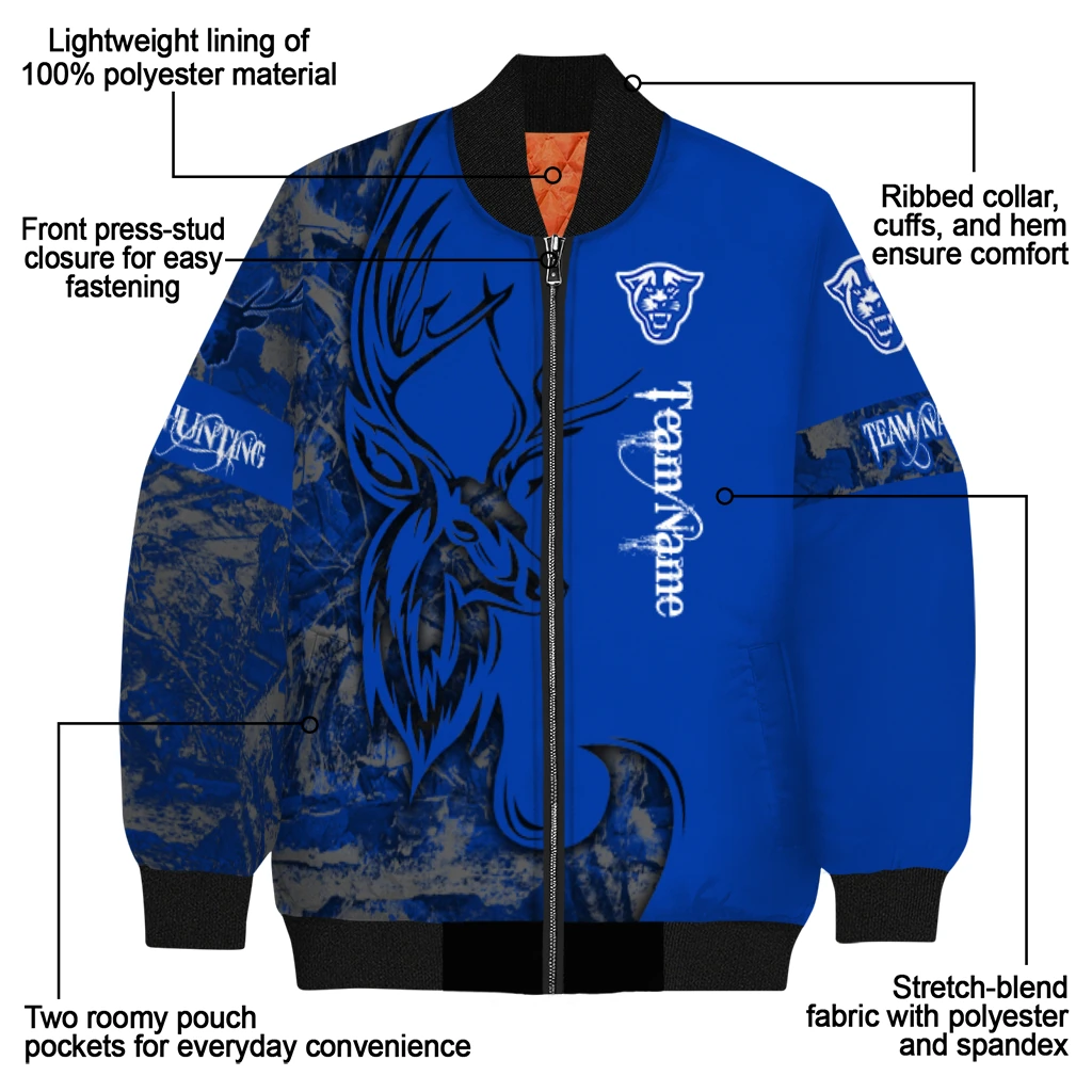 personalized georgia state panthers tribal deer art blue bomber jacket new arrival personalized georgia state panthers tribal deer art blue bomber jacket new arrival