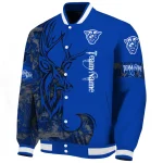 personalized georgia state panthers tribal deer art blue varsity jacket best selling