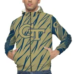 personalized georgia tech yellow jackets abstract streaks gold windbreaker jacket best selling
