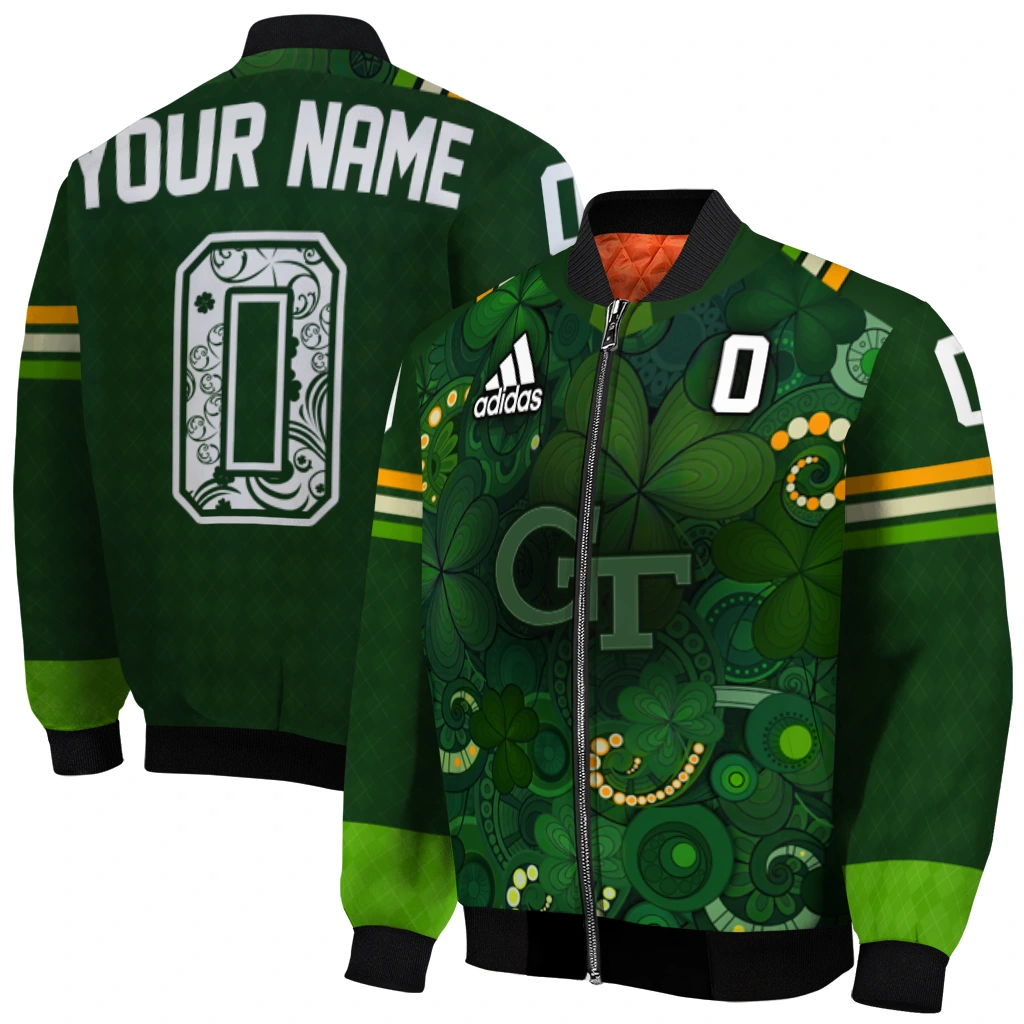 personalized georgia tech yellow jackets shamrock vortex green bomber jacket best selling personalized georgia tech yellow jackets shamrock vortex green bomber jacket best selling