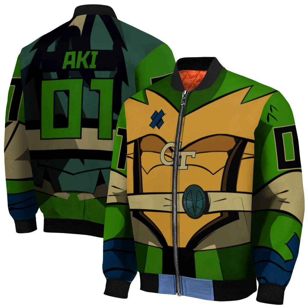 personalized georgia tech yellow jackets turtle armor bomber jacket best selling personalized georgia tech yellow jackets turtle armor bomber jacket best selling