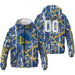 personalized golden state warriors brushstroke pattern blue windbreaker jacket best selling
