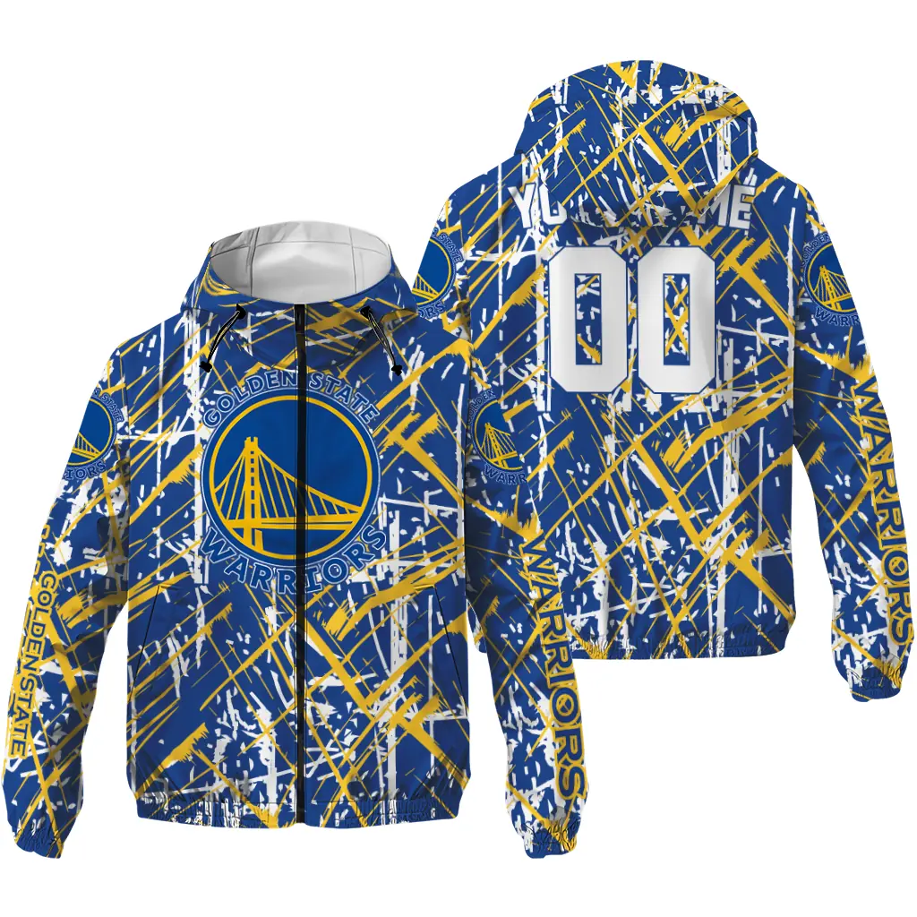 personalized golden state warriors brushstroke pattern blue windbreaker jacket high quality personalized golden state warriors brushstroke pattern blue windbreaker jacket high quality