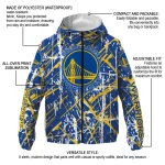 personalized golden state warriors brushstroke pattern blue windbreaker jacket best selling