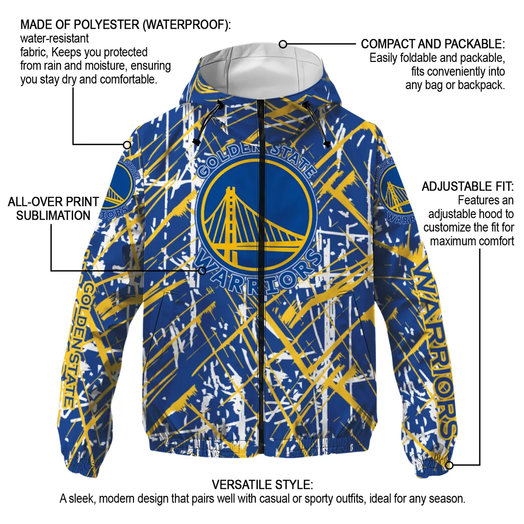 personalized golden state warriors brushstroke pattern blue windbreaker jacket new arrival personalized golden state warriors brushstroke pattern blue windbreaker jacket new arrival