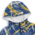 personalized golden state warriors brushstroke pattern blue windbreaker jacket best selling