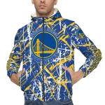 personalized golden state warriors brushstroke pattern blue windbreaker jacket best selling
