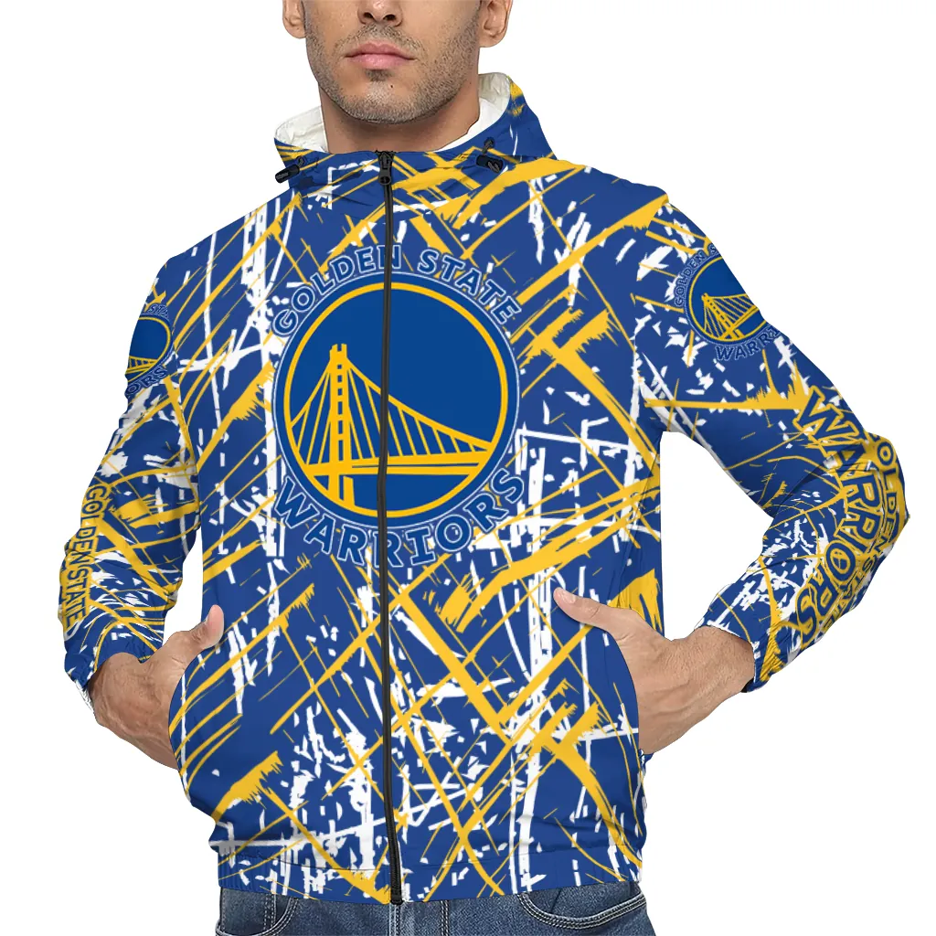 personalized golden state warriors brushstroke pattern blue windbreaker jacket top rated personalized golden state warriors brushstroke pattern blue windbreaker jacket top rated