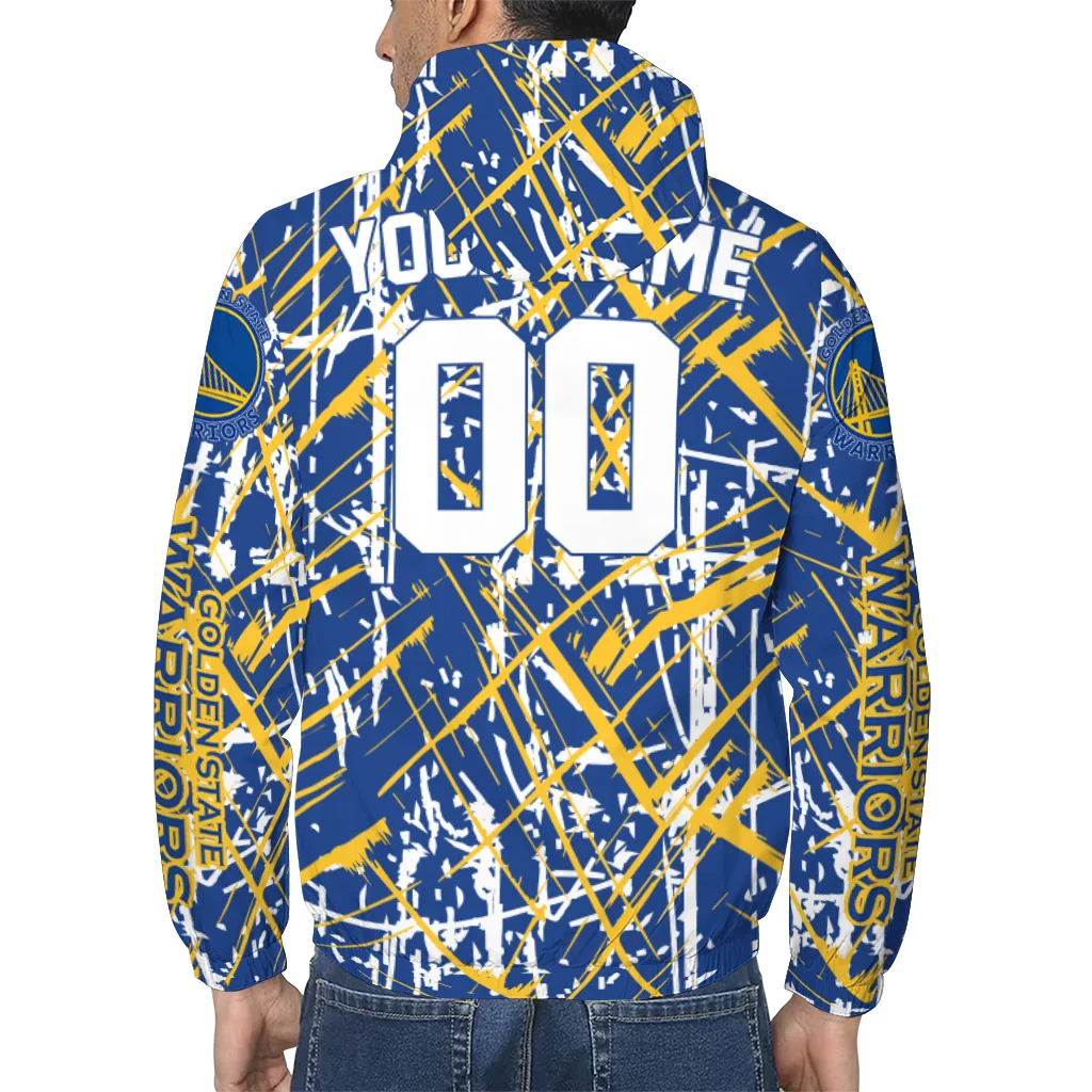 personalized golden state warriors brushstroke pattern blue windbreaker jacket trendy personalized golden state warriors brushstroke pattern blue windbreaker jacket trendy