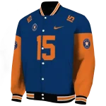 personalized houston astros team patch blue varsity jacket best selling