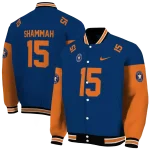 personalized houston astros team patch blue varsity jacket best selling