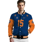 personalized houston astros team patch blue varsity jacket best selling