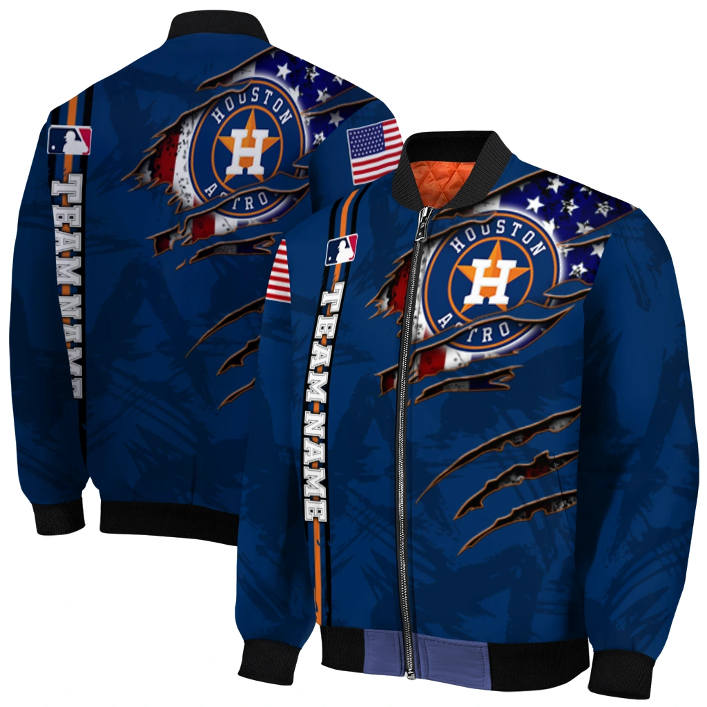 personalized houston astros us flag claws blue bomber jacket best selling personalized houston astros us flag claws blue bomber jacket best selling